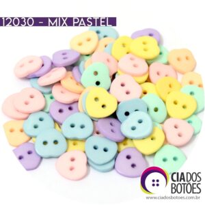 Botão Coração 12030 - Mix Pastel