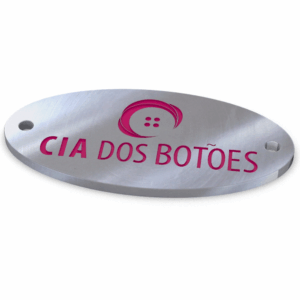 Plaquinha de Poliéster - Perolada - Tingimento Gravação Pink